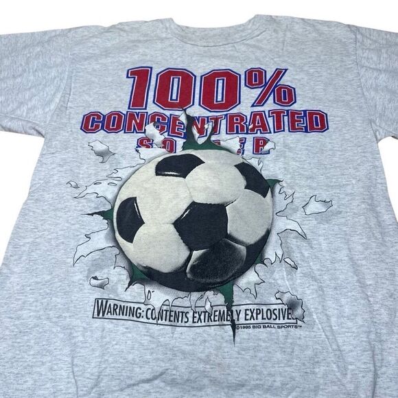 Vintage 90s Soccer Themed T Shirt Single Stitch Large - Picture 3 of 7